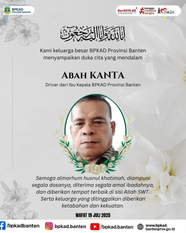 Keluarga Besar BPKAD Provinsi Banten Berduka: Abah Sukanta, Driver Kepala BPKAD, Wafat di Hari Libur Usai Jalankan Tugas