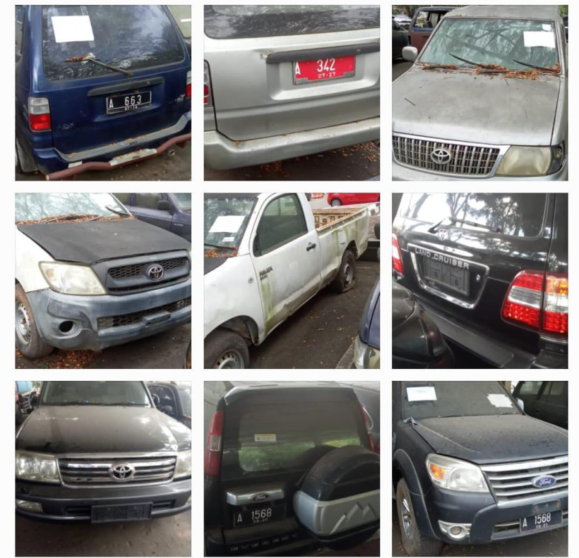 BPKAD Banten Lelang 16 Unit Kendaraan Dinas Milik Pemprov Secara Online