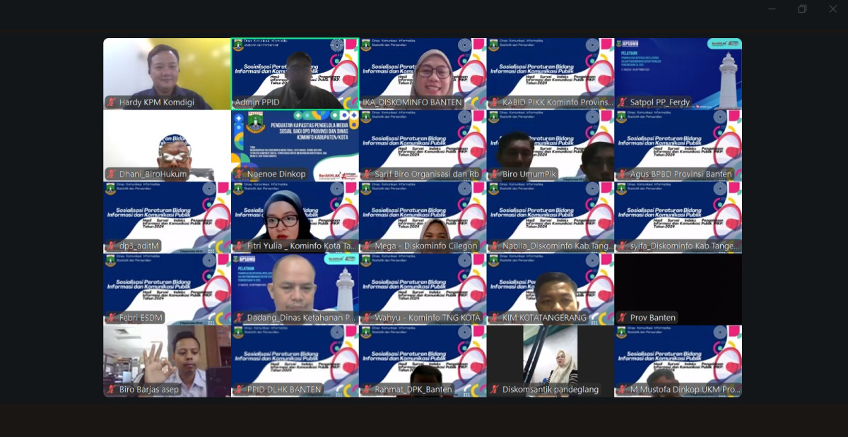 Banten Raih Skor Tinggi Indeks PIKP 2024, PPID se-Provinsi Banten Ikuti Presentasi via Zoom
