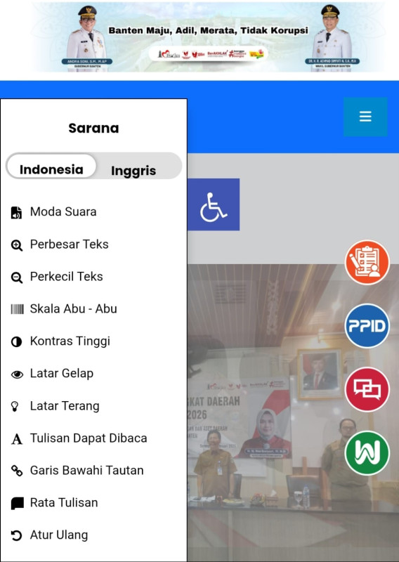 BPKAD Banten Luncurkan Fitur Aksesibilitas Digital, Tampilkan Ikon Kursi Roda di Halaman Depan
